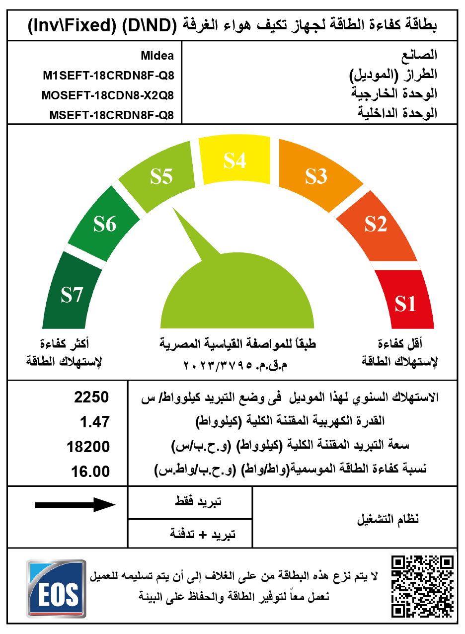 تكييف ميديا 2.25 حصان بارد ديجيتال انفرتر - ايكو ماستر M1SEFT-18CRDN8F-Q8 - الصورة 5